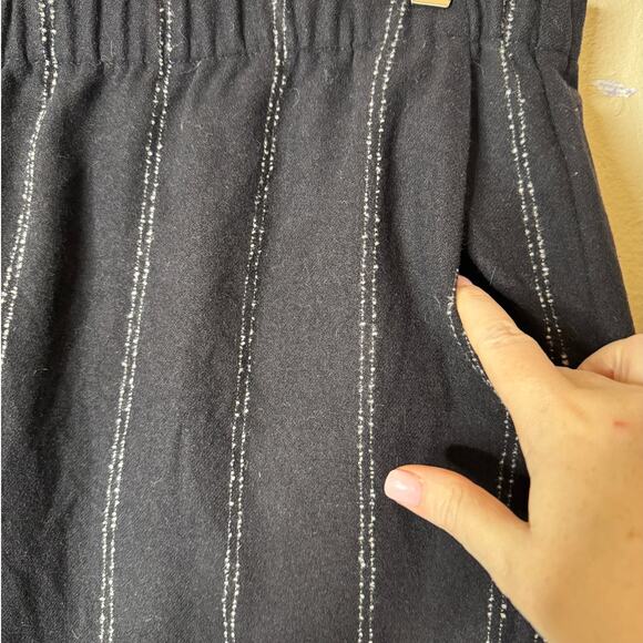 Eileen Fisher Women's X-Large Black Striped Wool Pull On Pants with Pockets - Picture 4 of 8
